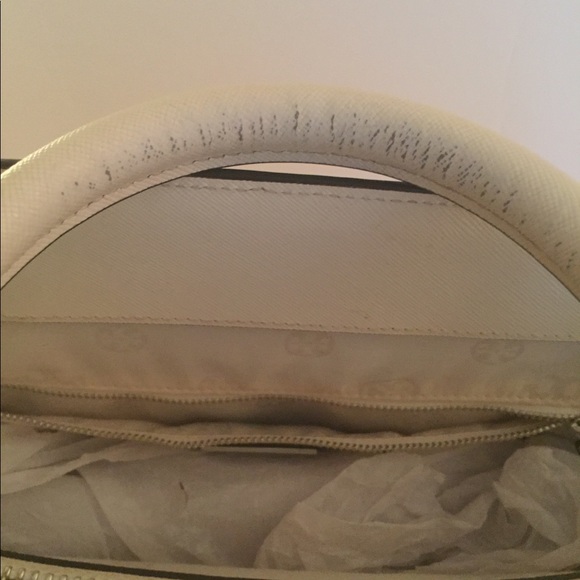 Tory Burch tote purse white with navy & snake - Picture 5 of 8